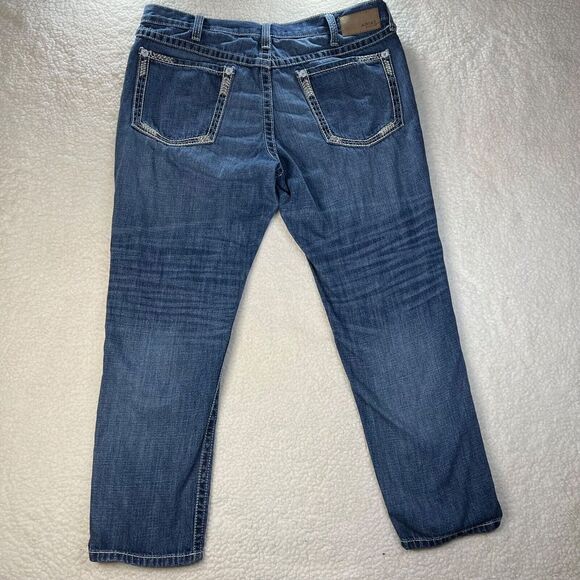 Ariat Denim Jeans Womens 33 Regular Blue Boyfriend Fit Dark Wash Stretch Denim - Picture 2 of 16